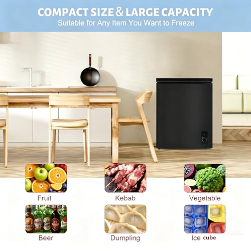 Compact Deep Freezer, 5.2 Cu Ft Chest Freezer with 6 Adjustable Thermostat, Top Open Door Freezer with Removable Basket, Energy Saving Freezer for Home, Apartment, Office, Black by rosmena - Image 7