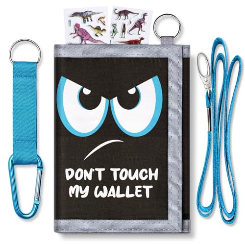 Kids Wallets With Coin Pocket for Boys Ages 5-7, Trifold Novelty Wallet for Children's Birthday Gifts, Don't Touch, 5x3 Inch, Cartoonish Fun