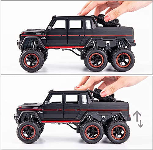 Image of 6 Wheel Drive Metal Car Pull Back with Open Doors, Engine Cover, Tail with Front and Rear Light & Music Great Gift for Boys and Girls Above-Multicolor(Mercedes G63)