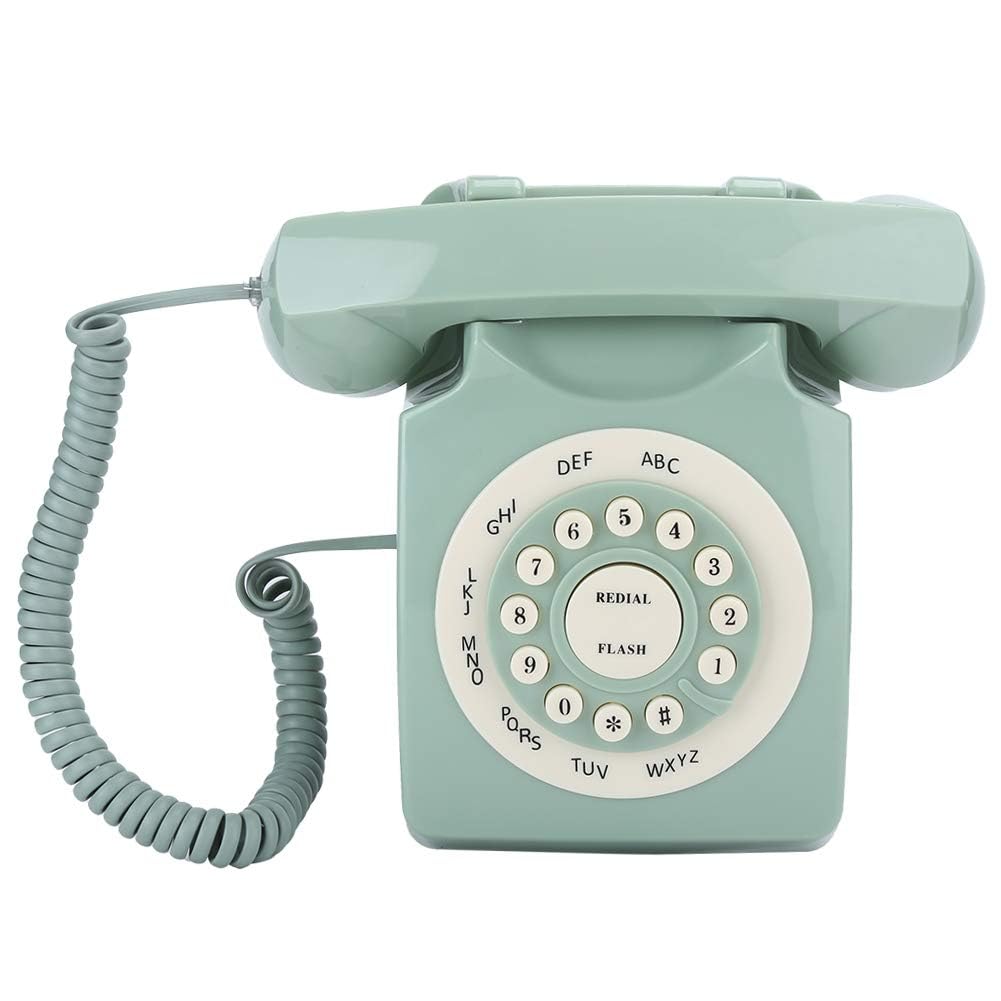 Teléfono Verde Vintage, teléfono Fijo Retro clásico de Estilo Antiguo, teléfono Europeo con Cable con Botones Grandes para el hogar, Escritorio, decoración de Oficina, Regalo