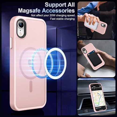 Image of MOCCA Magnetic Shockproof for iPhone XR Case,Pink | 10ft Drop Tested | Compatible with MagSafe | Anti-Slip Matte Finish | Raised Camera & Screen Lip | Ultra-Slim Design