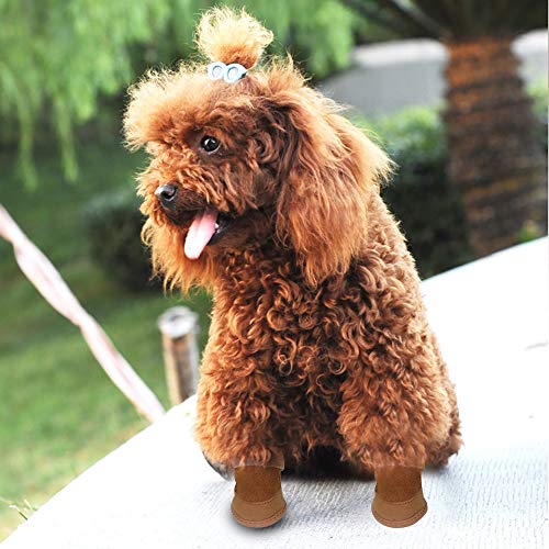 Dog Boots Paw Protector, Anti-Slip Dog Shoes,Dog Australia Boots Pet Antiskid Shoes Winter Warm Skidproof Sneakers, For Small Dog (#2, Brown) #TOP4