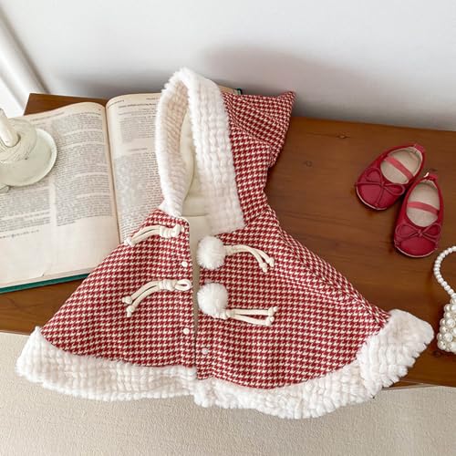 Little Girls Winter Cape for Girls Hooded Cable Knit Poncho Sweaters Toddler Holiday Pullover4