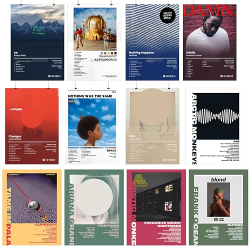 BDSHUNBF Juego de 12 Pósteres Portada de álbum de Música, Cubiert...