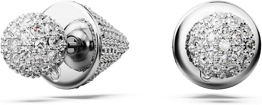 Swarovski Luna Stud Earrings, Rhodium Finished Moon Motif with Clear Pavé Stones, Part of the Swarovski Luna Collection
