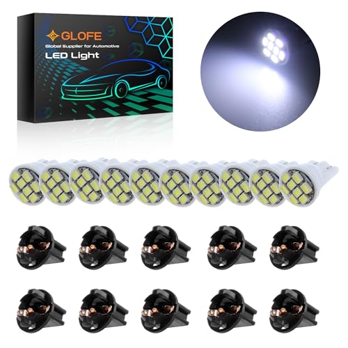 GLOFE T10 194 168 Dash Instrument White LED Light Bulbs Bright Panel Gauge Cluster Dashboard LED Light Bulbs 10Pcs/Set (White)