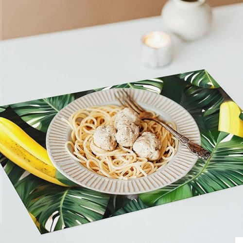 Set de table lavable anti-tache en PVC lot de 6 pièces imprimées palmiers - 8