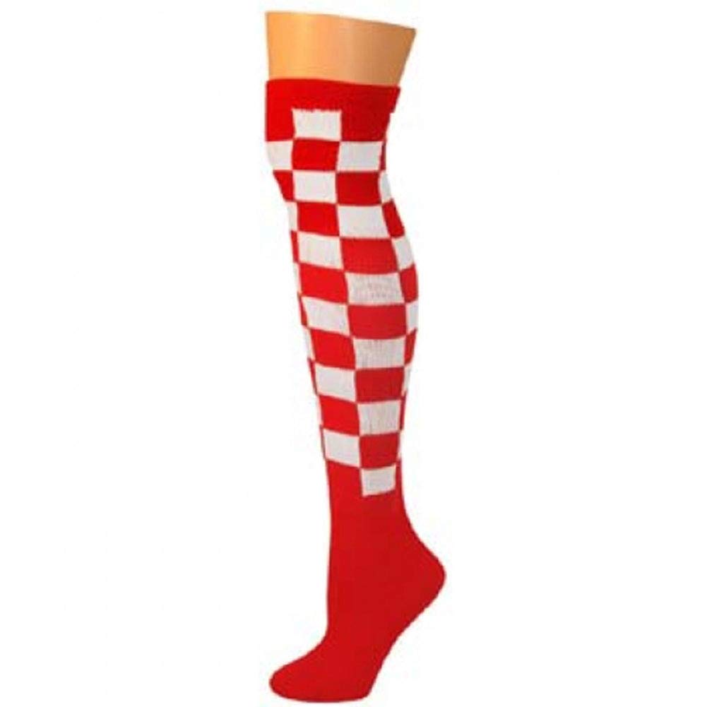 AJs Checkered Knee High Tube Socks, Socks Size 11-13, Shoe Size 5 and up, Classic Checker Pattern, Made in USA
