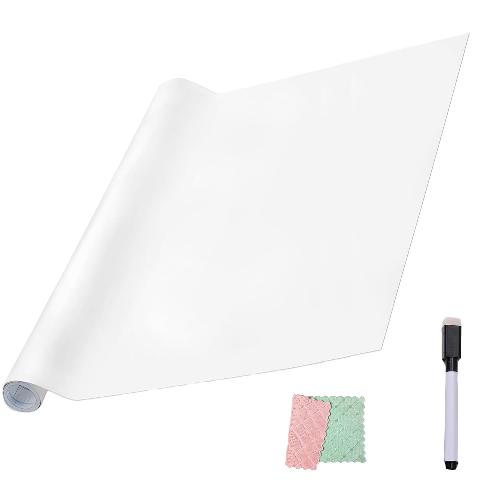 Selbstklebende Whiteboard-Folie, rückstandslos entfernbar, Wiederverwendbar,Zuschneidbar, Leicht Abwischbar, Geeignet für Wände, Schreibtische und Glas (45cm x 5m)