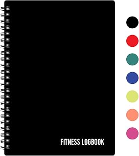 Fitness Logbook Black A5 Undated Workout Journal for Men & Women - Track Gym Progress, Weights, Reps, Muscle Gain, Weight Loss