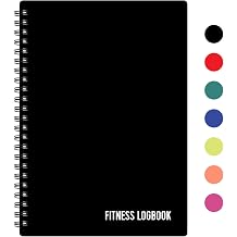 Fitness Logbook (Black) - A5 Undated Workout Journal For Men &amp; Women - Plastic Cover &amp; Thick Paper - Planner Log Book To Track Weight Loss, Muscle Gain, Gym Exercise, Bodybuilding Progress