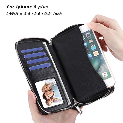 Image of Cellphone Wallet for Women Dual Zipper Long Purse with Removable Wristlet