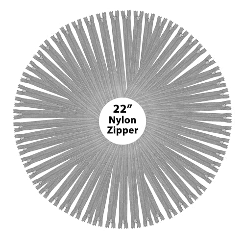 Image of Mandala Crafts 60 PCs Gray Closed-End 22 Inches Nylon Zippers for Sewing