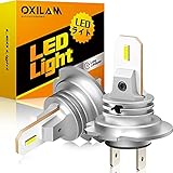 OXILAM H7 LED Bulbs, CSP LED Chips 6500K Cool White, 1:1 Mini Size No Adapter Required, All-in-One Conversion Kit for Car Lights Bulb Replacement, Pack of 2
