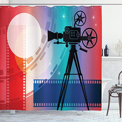 Ambesonne Cinema Shower Curtain, Colorful Projector