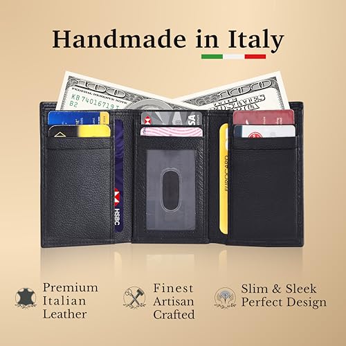 Image of CALGARI Italian Luxury Leather Wallets For Men | Trifold