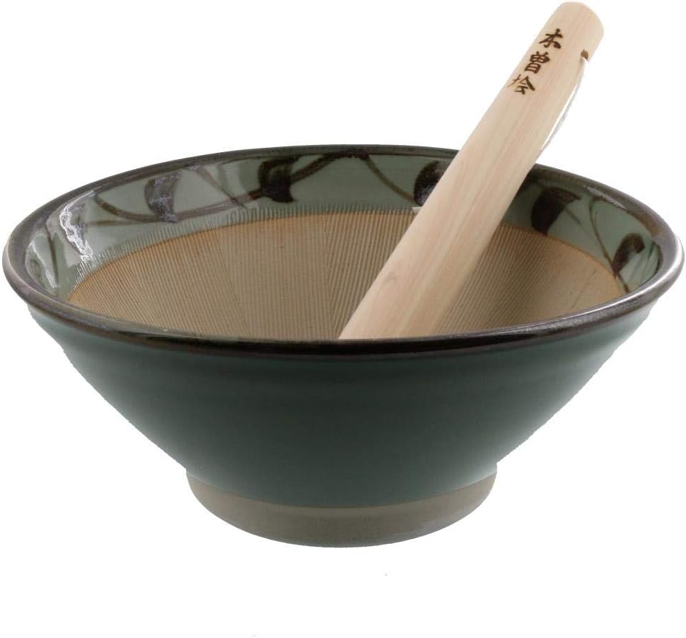 Arabesque Pattern Mortar & Pestle Set (Suribachi & Surikogi) Large 9.5 inches Made in Japan