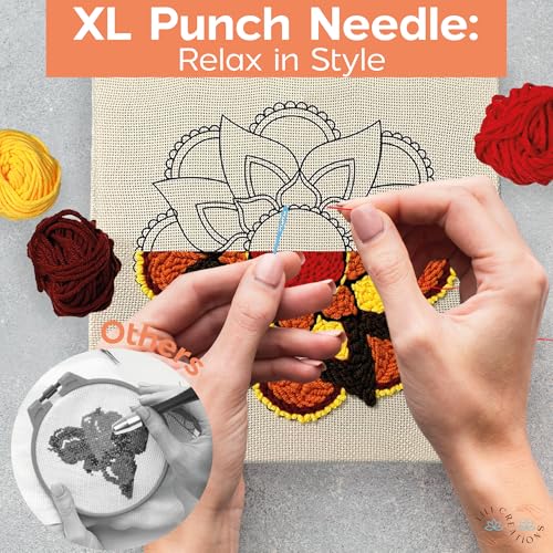 Image of Lili Creations Complete Punch Needle Kit for Beginners & Adults - DIY Embroidery Punch Stitching Kit with Yarn, Canvas, and Tools - Perfect for Relaxation, Home Decor, Art, & Holiday Crafts