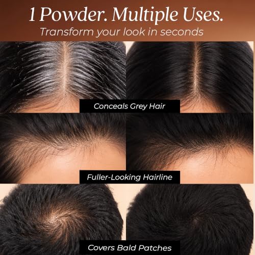 Image of Just Herbs Rang Root Touch-Up Powder - Black | Covers Grey Hair & Bald Spots Instantly | Beard Touch Up Powder | Infused with Vitamin E, Methi and Onion Powder|4g