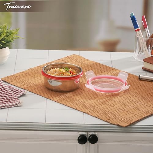Image of Trueware Clip N Close Smart Lock Stainless Steel Lunch Box | Durable, Airtight, BPA Free, 100% Food Grade | Versatile | for Office, for Men and Wowmn | 350 ml