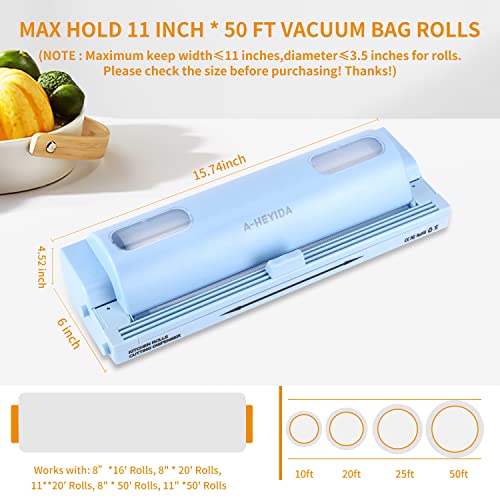 Reusable Vacuum Sealer Bags Roll Dispenser With Slide Cutter - Plastic Waterproof Food Vacuum Seal Roll Keeper With 11’’ X 33' Rolls For Food Saver Storage, Seal A Meal And Sous Vide #TOP4