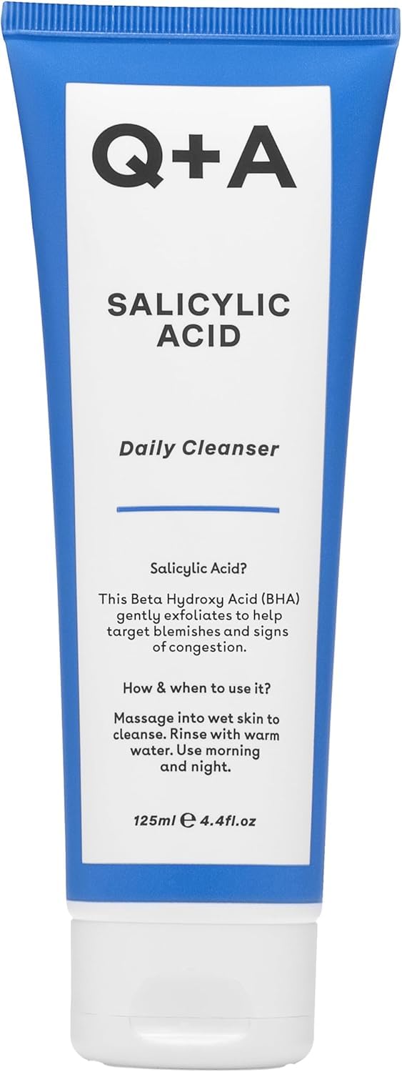 Q+A Salicylic Acid Daily Cleanser – Exfoliating Face Wash for Clear Skin, Targets Breakouts & Pore Congestion, Hydrating with Betaine & Allantoin,