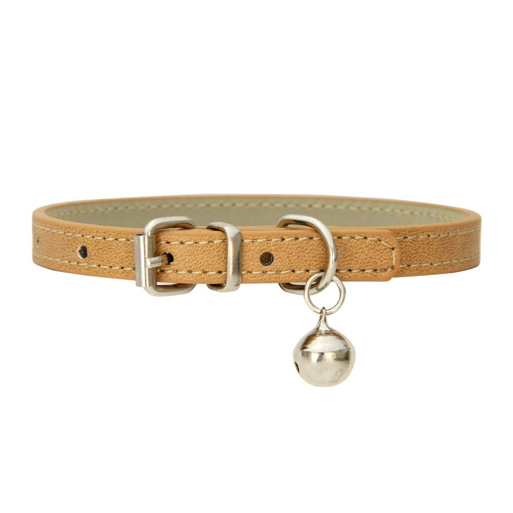 Khaki XS Dog Collar With Bell