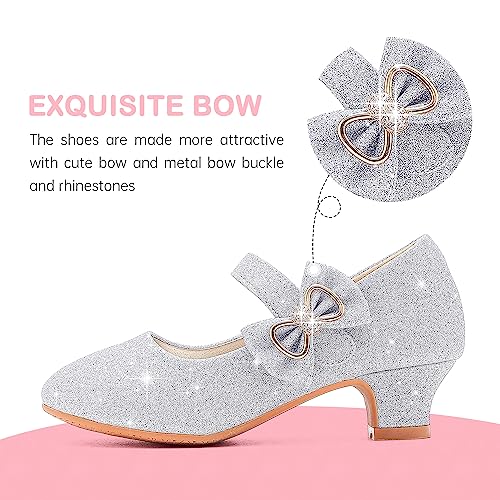 Image of Dufannie Girls Dress Shoes Princess Flats Heels for Toddler Little Big Kids