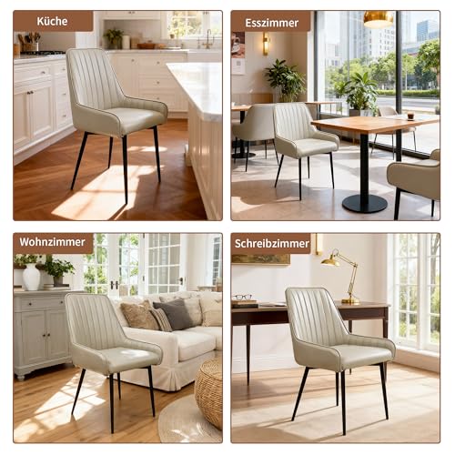 BonVache Lot de 4 Chaises de Salle à Manger avec Dossier à Couture Verticale, Chaise de Cuisine avec Dossier, Fauteuil de Salon avec Pieds en Métal, pour Salle à Manger, Chambre, Bureau, Gris Brun – vue 5