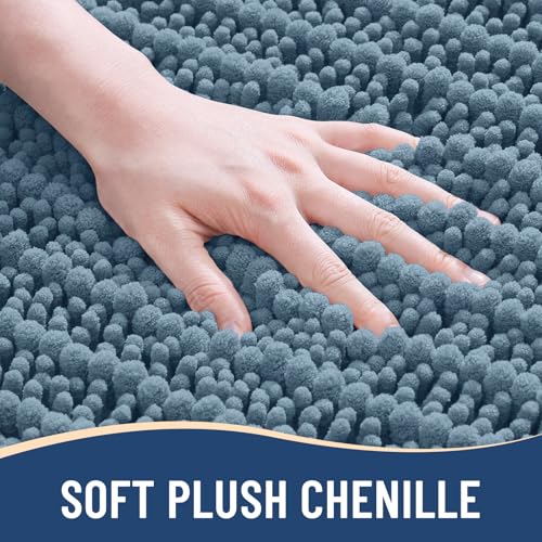 Image of Arotive Luxury Bathroom Ruuner Rugs 47x24, Extra Soft Thick Absorbent Shaggy Chenille Bath Rugs, Machine Wash Dry, Bath Mats for Bathroom Floor, Tub and Shower, Home Decor Accessories, Smoky Gray