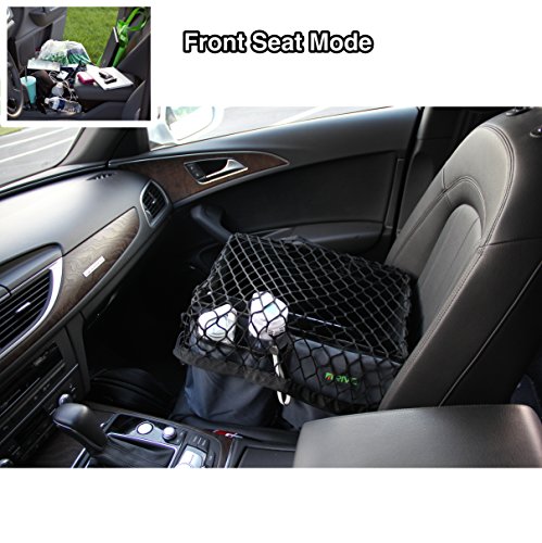 Drive Auto Trunk Organizer with Net - Collapsible Multi-Compartment Car Organizer w/ Adjustable Straps - Automotive Consoles & Organizers (Black)