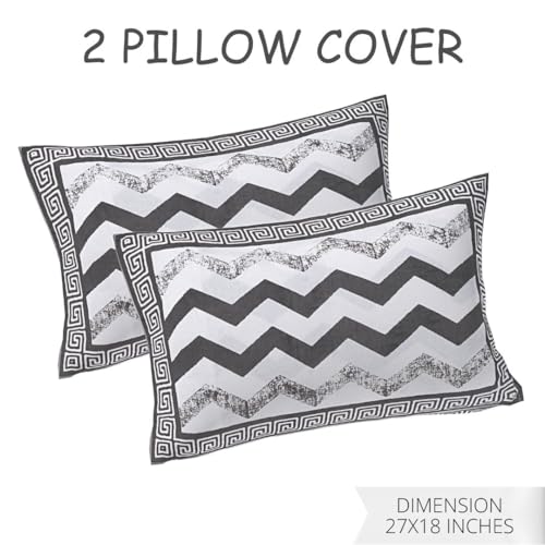 Image of Living Roots Ethnic Jaipur Block Print Double Cotton Bedsheet & 2 Pillow Covers, for Mattress Upto 6 inches Thick, No Colour Bleeding, Grey Colour, King Size 90 * 108 inches, 120TC (609-B)