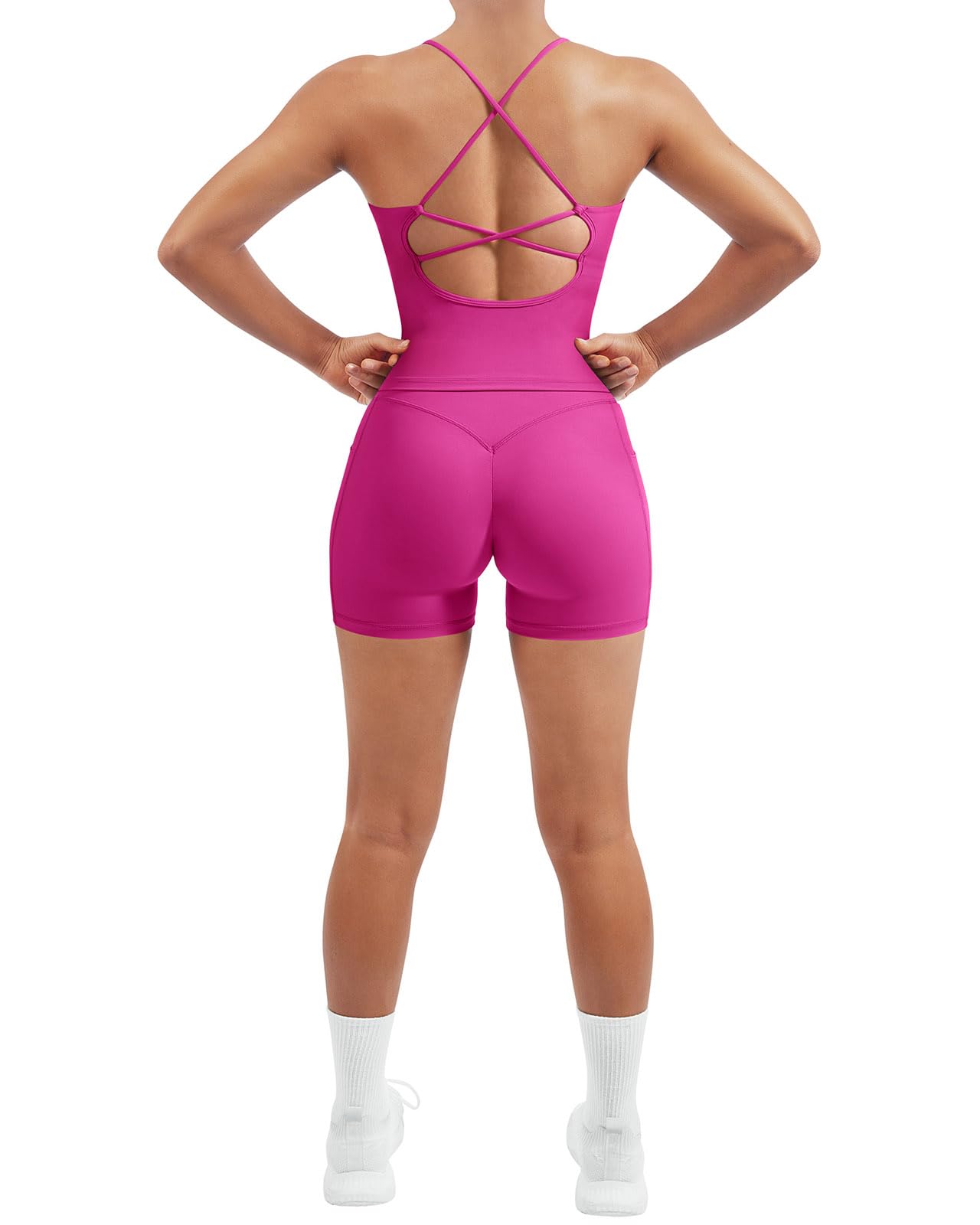 SUUKSESS Women 2 Piece Workout Sets Padded Tank Tops Tummy Control Leggings Gym Outfits