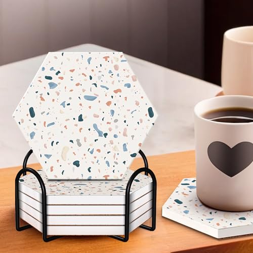 Image of The Better Home Diatomite Tea Coaster Set of 6 (Dia- 10cm, Thick- 8mm)|Dining Table Accessories for Home| Tea Coaster |Cups /Coffee Mugs /Glasses Coaster Set| Kitty Party Return Gifts for Women (Beige)