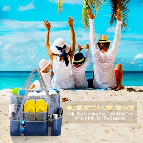 SRISE Mesh Beach Bag - Large Beach Tote Bag for Family Beach Bag for Toys & Vacation Essentials - Image 7
