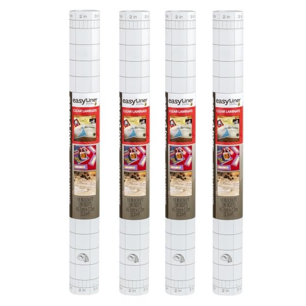 EasyLiner Clear Adhesive Shelf Liner for Cabinets, Cupboards & Protective Covering - Peel and Stick Shelf Liner Easy to Cut & Fit - Self- Adhesive & Removable - 18" x 24 Feet - 4 Rolls