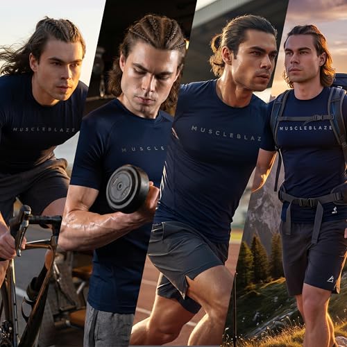 Image of MuscleBlaze Half Sleeve Air Tech Compression MuscleTee for Men