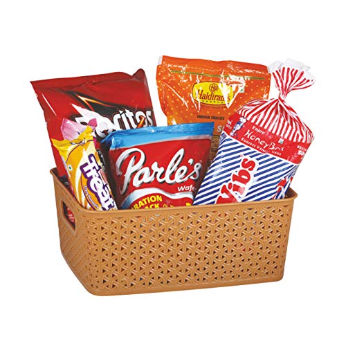 Image of Ski Homeware H1 Fashion Multipurpose Small Storage Basket with Lid Set of 3- Light Brown