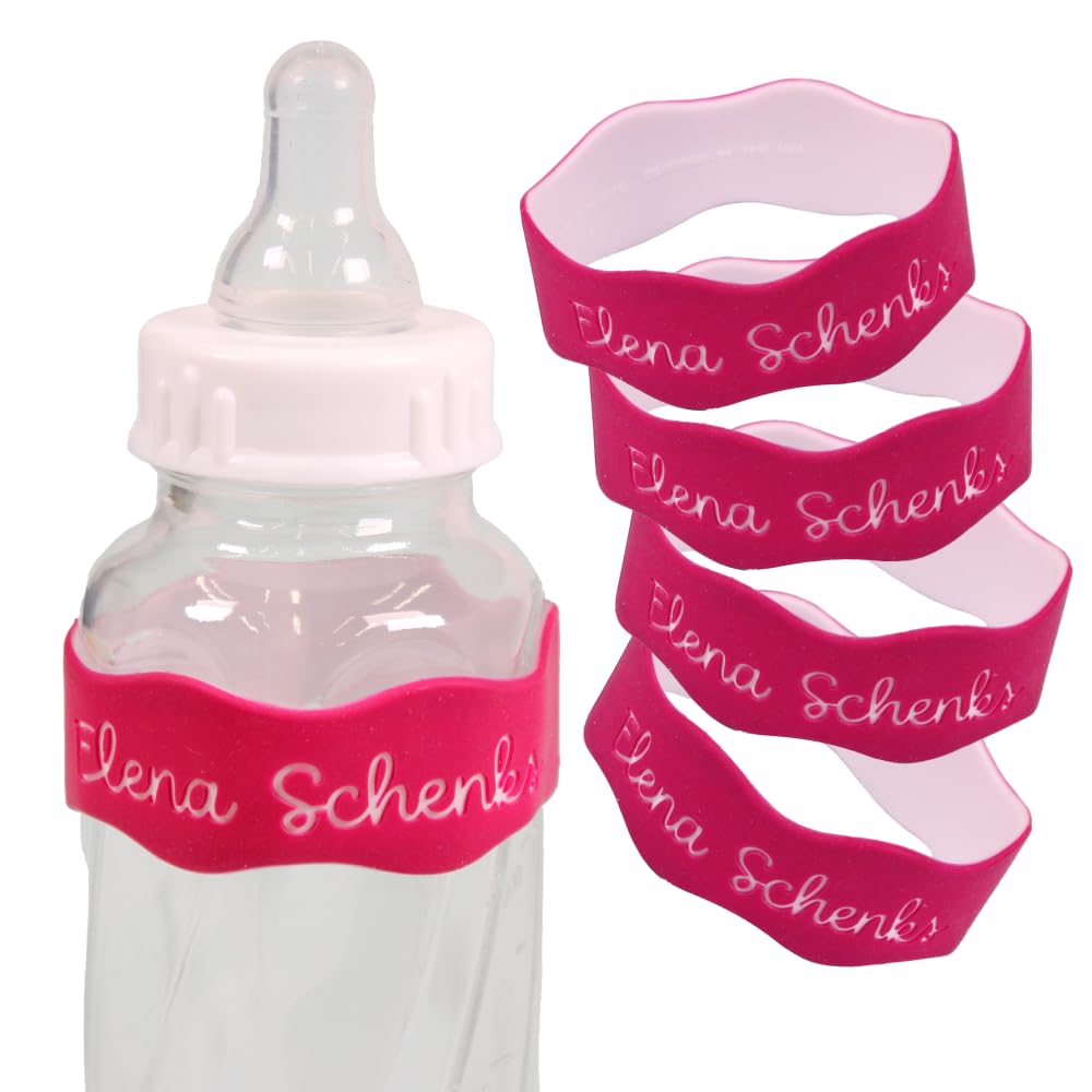 InchBug Orbit Labels Baby Bottle and Water Bottle Silicone Name Bands Personalized Reusable Label Set for Daycare, Sippy Cups, Preschool, Elementary
