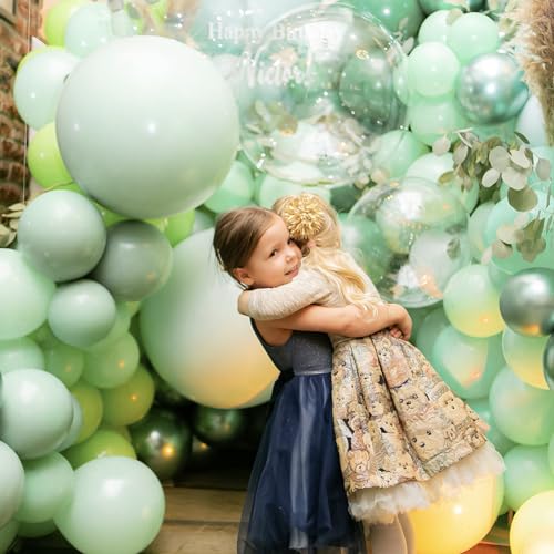 Image of PartyWoo Mint Green Balloons 50pcs 12 Inch Pastel Light Green Balloons for Birthday Baby Shower Wedding Anniversary Summer Graduation Party Decorations Green-Q16