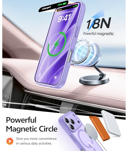 Image of FNTCASE for iPhone 17 Pro Max Case: [Compatible with Magsafe] Translucent Matte Cases with [Full Camera Protection] [Screen Protector] Military Grade Shockproof Protective Phone Cover - Light Purple