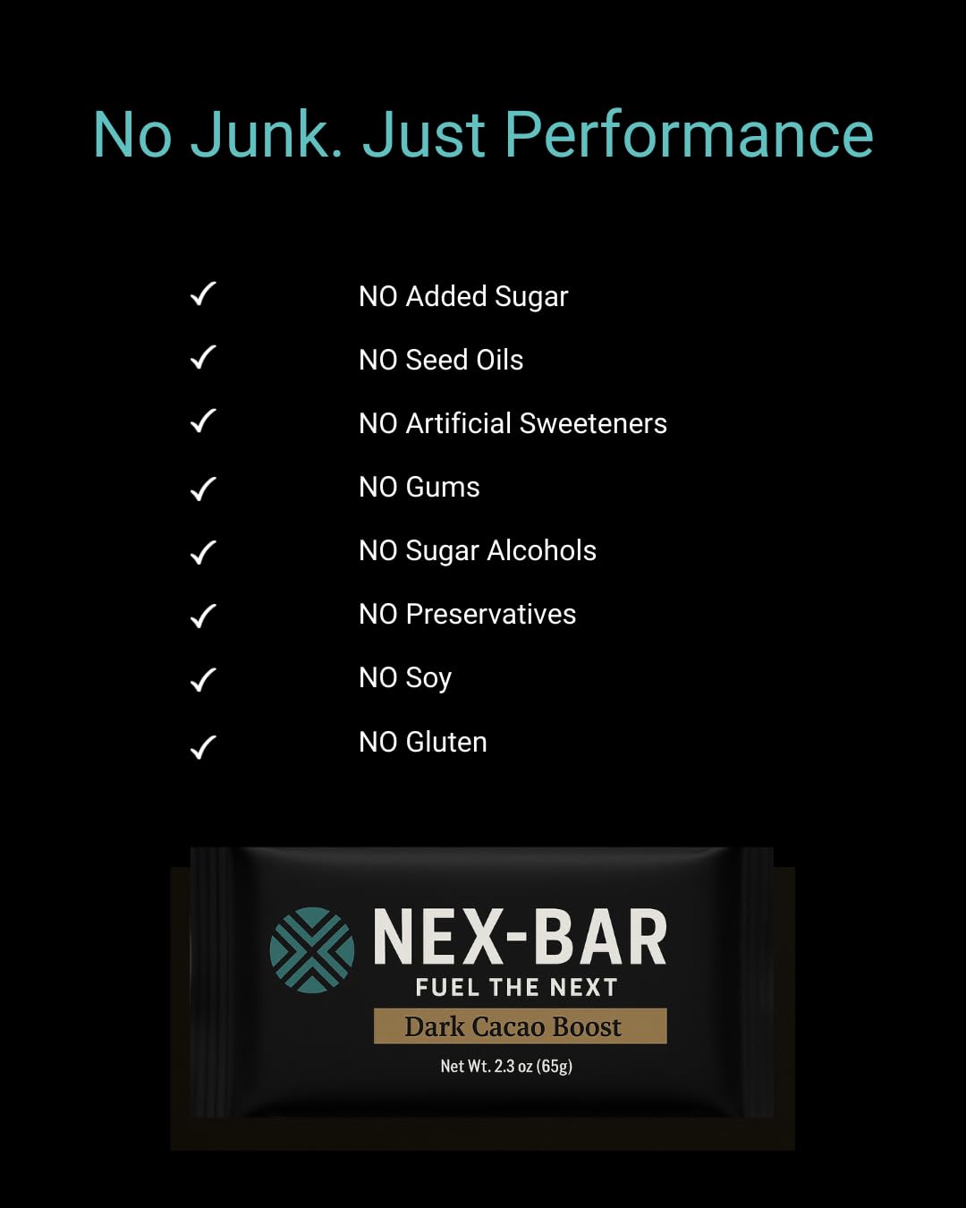 NEX-BAR Dark Cacao Boost Protein Bars - 8 Pack (19G Protein) No Added Sugar, No Artificial Sweeteners