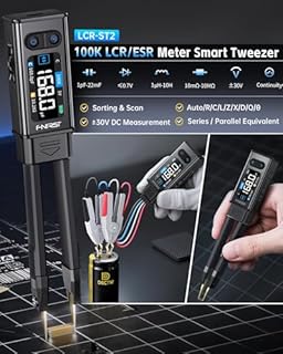 FNIRSI LCR-ST2 Misuratore LCR/ESR da 100kHz con Pinze a Coccodrillo, Tester Componenti SMD&Through-Hole - Misura Induttanze, Condensatori, Resistenze, Diodi, Tensione, Auto di Ordinamento e Confronto