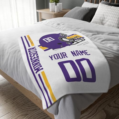 Image of Minnesota Throw Blanket Custom Name and Number Personalized Gifts for Men and Women