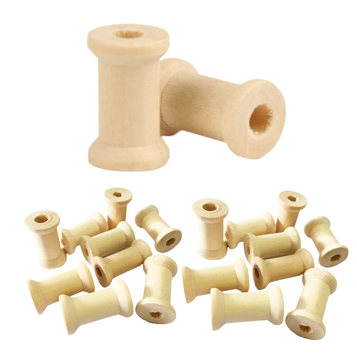 40 Pcs Empty Thread Spools Vintage Wooden Bobbins 27mm x 16mm Cotton Reels for DIY Coils Embroider Cotton Sewing Fishing Line Ribbon