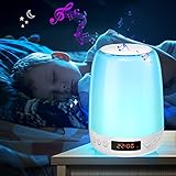 Night Lights for Kids Room,Night Light for Kids Night Lights for Bedroom,Kids Night Light Lamp Baby Night Lgiht with White Noise Nursery Nightlights for Children Boys,Clock+Battery Operated+Bluetooth