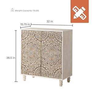 HOMPUS Storage Cabinet, Accent Cabinet with 2 Doors and Adjustable Shelves, Carved Pattern Doors Decorative Sideboard Buffet Cabinet, Coffee Bar Farmhouse Cabinet for Living Room, Entryway, Kitchen HOMPUS Storage Cabinet Accent Cabinet with 2 Doors and Adjustable Shelves Carved Pattern Doors Decorative Sideboard Buffet Cabinet Coffee Bar Farmhouse Cabinet for Living Room Entryway Kitchen