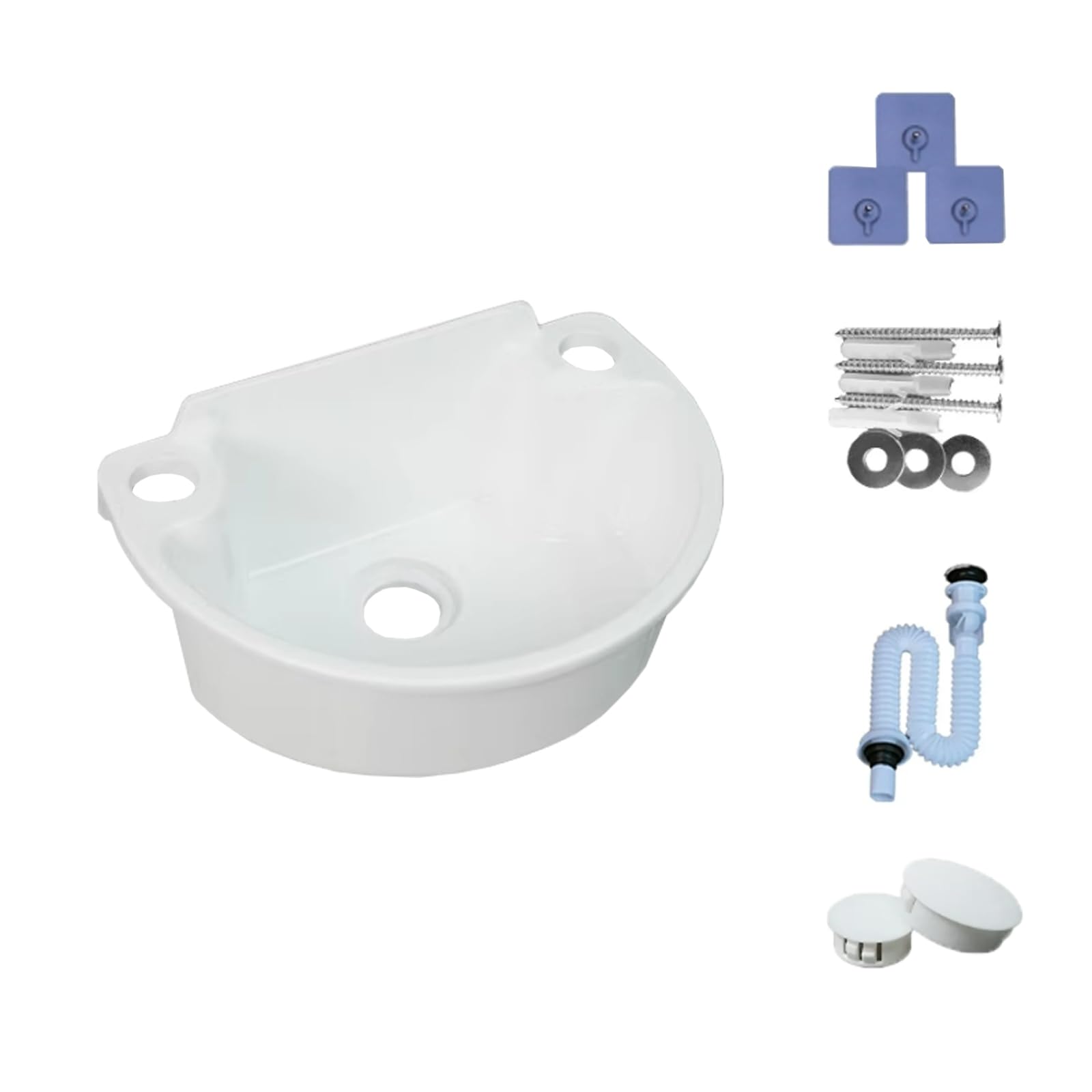 Lavello bagno piccolo, lavabo in plastica, mini lavabo con tubo di scarico in acciaio inox, progettato appositamente per piccole dimensioni, pratico lavabo[bianco]