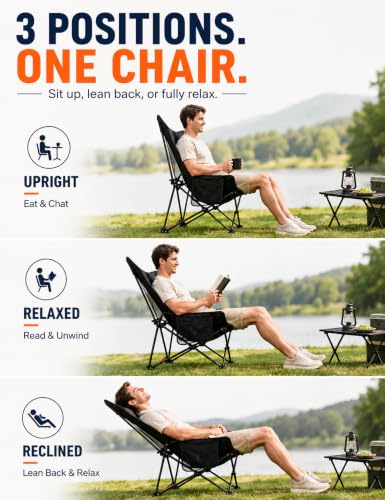 EO Living Silla de Camping Reclinable, Silla Plegable Ajustable con Respaldo de 100°-140° miniatura 2
