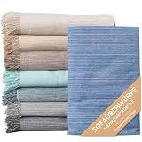 Jarapa Home Tagesdecke Baumwolle Wohndecke – Sofadecke Sofaüberwurf Bettüberwurf Überwurfdecke für Sofa und Bett – Mehrzweckdecke Couch Überwurf Plaid – Warme gesteppte Decke mit Fransen